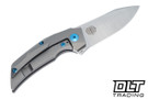 Reate T2500 - Belt Satin M390 Blade - Bead Blasted Titanium - Carbon Fiber Inlay