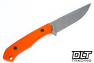 Goathead Knives Hunter 3.5 - Orange G-10 - Hatch Pattern - Sandblasted Stonewash MagnaCut Blade