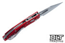 Microtech Mini Stitch Ram-Lok - Red Frag Handle - Stonewash Blade - 169MRL-10FRRD