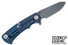 Hinderer Project X Sheepsfoot MagnaCut - Battle Blue Anodized Titanium - Working Finish Blade - Blue G-10 - Back