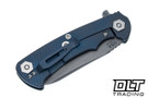 Hinderer Project X Sheepsfoot MagnaCut - Battle Blue Anodized Titanium - Working Finish Blade - Translucent Green G-10