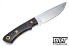 Bark River Custom Broadside CPM-154 - Black Elder Burl - Yellow Liners - Moasic Pins - Flat Grind