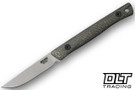 Reiff Drake - Full Flat Grind - Stonewashed MagnaCut Blade - Green Canvas Micarta