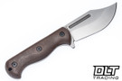 WTG V44C - AEB-L Cryo Satin Blade - Brown Burlap Canvas Micarta - Black Carbon Fiber Kydex