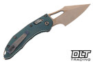Microtech Mini Stitch Ram-Lok - Antique Green Anodized Titanium - Bronze Accents - Bronzed Stonewashed Blade - Marfione Select - 169MRL-13MS1