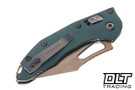 Microtech Mini Stitch Ram-Lok - Antique Green Anodized Titanium - Bronze Accents - Bronzed Stonewashed Blade - Marfione Select - 169MRL-13MS1