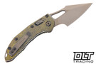 Microtech Mini Stitch Ram-Lok - Antique Gold Anodized Titanium - Bronze Accents - Bronzed Stonewashed Blade - Marfione Select - 169MRL-13MS2