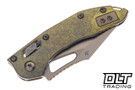 Microtech Mini Stitch Ram-Lok - Antique Gold Anodized Titanium - Bronze Accents - Bronzed Stonewashed Blade - Marfione Select - 169MRL-13MS2