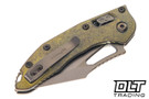 Microtech Mini Stitch Ram-Lok - Antique Gold Anodized Titanium - Bronze Accents - Bronzed Stonewashed Blade - Marfione Select - 169MRL-13MS2
