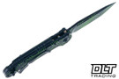 Microtech LUDT Gen III T/E - Smooth Black Topographic & Parakeet Green Camo Handle - Black & Green Topo Blade - Signature Series - 1136S-1TPBKPGCS