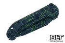 Microtech LUDT Gen III T/E - Smooth Black Topographic & Parakeet Green Camo Handle - Black & Green Topo Blade - Signature Series - 1136S-1TPBKPGCS