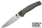 Hogue Mysto Folder -  Stonewash MagnaCut Drop Point Blade - OD Green Anodized Aluminum Frame