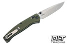 Hogue Mysto Folder -  Stonewash MagnaCut Drop Point Blade - OD Green Anodized Aluminum Frame