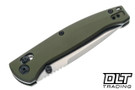 Hogue Mysto Folder -  Stonewash MagnaCut Drop Point Blade - OD Green Anodized Aluminum Frame