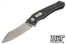 Hawk Talon Auto - Titanium Handle - Black Ops Marble Carbon Fiber Overlay - Brightwash M390 Blade