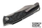 Hawk Talon Auto - Titanium Handle - Black Ops Marble Carbon Fiber Overlay - Brightwash M390 Blade