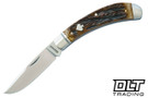 RoseCraft Obed Creek Bow Trapper - Dapper Jigged Bone - Brushed Satin 14C28N Drop Point Blade