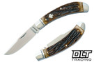 RoseCraft Obed Creek Bow Trapper - Dapper Jigged Bone - Brushed Satin 14C28N Drop Point Blade