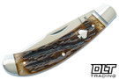 RoseCraft Obed Creek Bow Trapper - Dapper Jigged Bone - Brushed Satin 14C28N Drop Point Blade