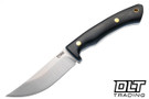 7Forge Hawkeye Hunter MagnaCut - Black Canvas Micarta - Blue Liners - Brass Pins