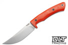 7Forge Hawkeye Hunter MagnaCut - Orange Linen Micarta - Black Liners & Pins