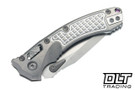 Microtech Amphibian Mini Ram-Lok - Stonewash Frag Titanium Handle - Stonewash Blade - Purple Titanium Accents - Marfione Select - 137MRL-10FRMS3