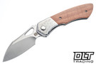 Olamic Cutlery WhipperSnapper Bolsterlock Wharnfoot - Satin Blade - Jeweled Titanium - African Makore Hardwood #152F - 794
