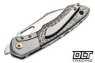 Olamic Cutlery WhipperSnapper Bolsterlock Wharnfoot - Satin Blade - Zirblast Titanium - Vintage Bronze Lightning Strike Carbon Fiber # 149F Scales #153F - 796