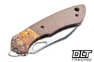 Olamic Cutlery WhipperSnapper Bolsterlock Wharnfoot - Satin Blade - Antique Entropic Titanium - Vintage Soviet Micarta - Space Trash #147F - 798
