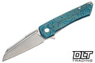 MachineWise Mojave - Teal Fine Step Titanium - Gold Topo Pattern - Stonewash S90V Blade #1531