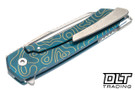 MachineWise Mojave - Teal Fine Step Titanium - Gold Topo Pattern - Stonewash S90V Blade #1531