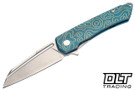 MachineWise Mojave - Teal Fine Step Titanium - Gold Topo Pattern - Stonewash S90V Blade #1534