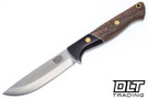 Blade Raid Custom Gunny Scandi 3V American Walnut - White Liners - Burgundy Canvas Micarta Bolster - Brass Pins