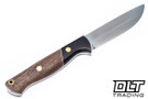 Blade Raid Custom Gunny Scandi 3V American Walnut - White Liners - Burgundy Canvas Micarta Bolster - Brass Pins