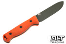 Hellbender Mudpup 5 Gen 2 - Orange G-10 - OD Cerakote MagnaCut Blade - Leather Sheath