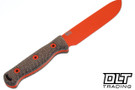 Hellbender Mudpup 6 - Burlap Micarta - Orange Cerakote MagnaCut Blade - Leather Sheath