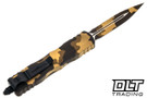 Microtech Dirac D/E - Gold Camo Handle - Gold Camo Blade - 225-3GCS-Z4