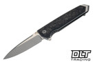Elishewitz Custom Knives Tank Dirk Flipper - Marble Carbon Fiber with Iridium - Two Tone S45VN Blade