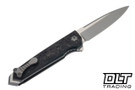 Elishewitz Custom Knives Tank Dirk Flipper - Marble Carbon Fiber with Iridium - Two Tone S45VN Blade
