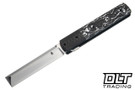 Jason Clark Knives Model 90 - Carbon Fiber Bolster - White Marbled Carbon Fiber - Satin CPM-154 Blade