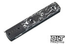 Jason Clark Knives Model 90 - Carbon Fiber Bolster - White Marbled Carbon Fiber - Satin CPM-154 Blade
