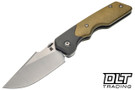 Attn2Detail MK3 Medium Gen 4 - Grey Wash Titanium - Brass Contoured Handle - Harpoon MagnaCut Blade