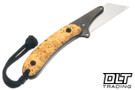 Banzelcroft MEK - Yellow Cedar Burl - Black Linen Micarta Liners