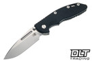 Hinderer 3.5" XM-18 Non Flipper Fullered Spear 20CV - Bead Blasted Titanium & Blade - Black G-10