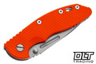 Hinderer 3.5" XM-18 Non Flipper Fullered Spear 20CV - Bead Blasted Titanium & Blade - Orange G-10