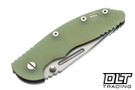 Hinderer 3.5" XM-18 Non Flipper Fullered Spear 20CV - Bead Blasted Titanium & Blade - Translucent Green G-10