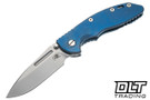 Hinderer 3.5" XM-18 Non Flipper Fullered Spear 20CV - Bead Blasted Titanium & Blade - Bead Blasted Blue Warthog Machined Titanium