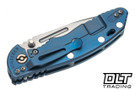 Hinderer 3.5" XM-18 Non Flipper Fullered Spear 20CV - Bead Blasted Titanium & Blade - Bead Blasted Blue Warthog Machined Titanium