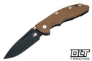 Hinderer 3.5" XM-18 Non Flipper Fullered Spear 20CV - Battle Black DLC Titanium & Blade - Coyote G-10