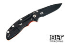Hinderer 3.5" XM-18 Non Flipper Fullered Spear 20CV - Battle Black DLC Titanium & Blade - Orange G-10 - Back